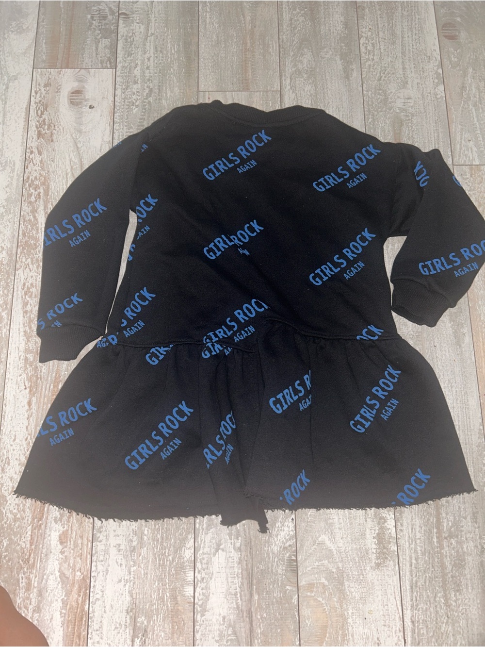 Zara Black Dress with Blue "Girls Rock" Print